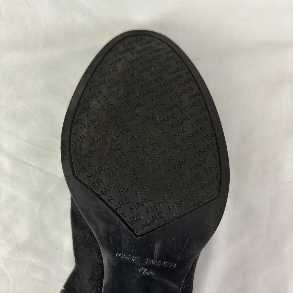Marc Fisher Okun Over The Knee Black Faux Suede‎ Boots Size 7.5 M Preppy Western